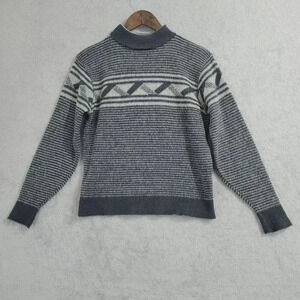 Vintage Jernat Gray Patterned Wool Blend Mock Sweater Women's Size M  4CT